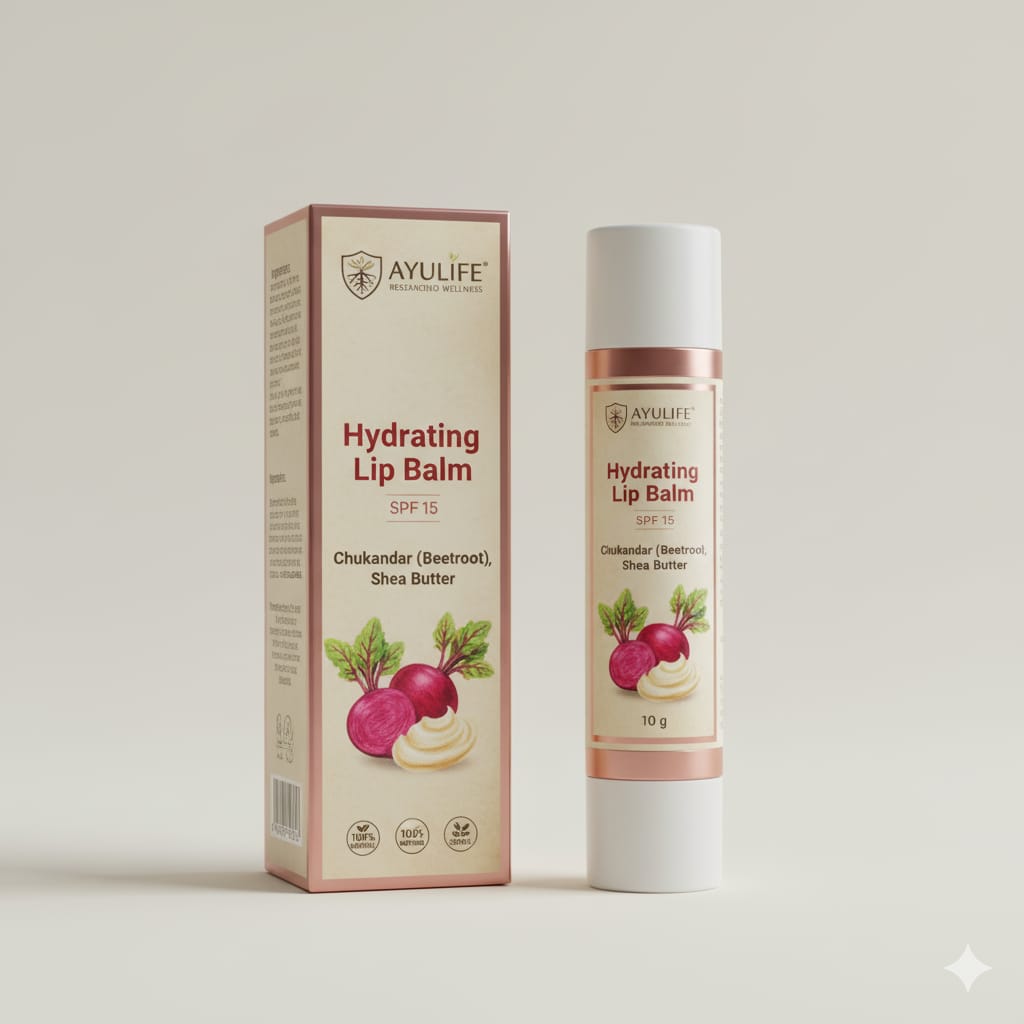 AyuLife Hydrating Lip Balm – Beetroot & Shea Butter (SPF 15)